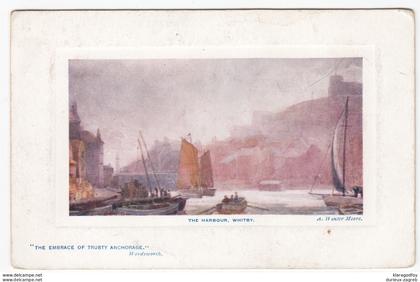 Whitby Harbour by A. Winter Moore (Raphael Tuck & Sons "Oilette" No. 9750) postcard travelled 1908 Whitby Pmk b170306