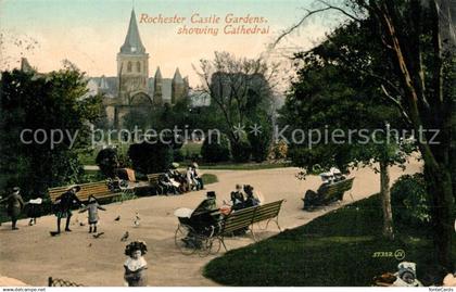 73545675 Rochester UK Rochester Castle Gardens showing Cathedral Rochester UK