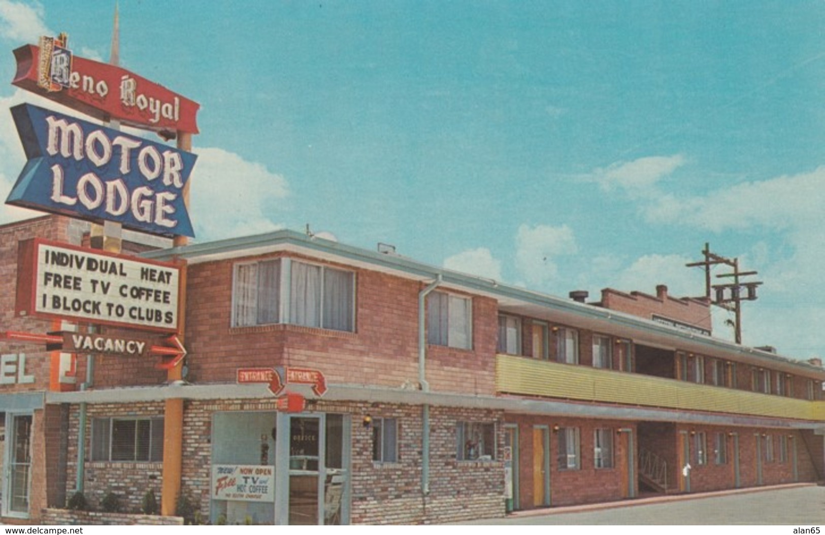 Reno Nevada, Reno Royal Motor Lodge, c1950s/60s Vintage Postcard