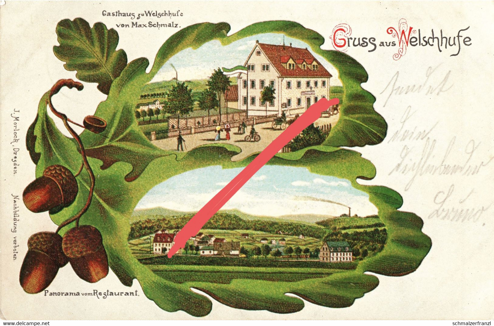 REPRO Litho AK Welschhufe Restaurant Gasthof Bannewitz Hänichen Rippien Possendorf Cunnersdorf Dresden Kleinnaundorf