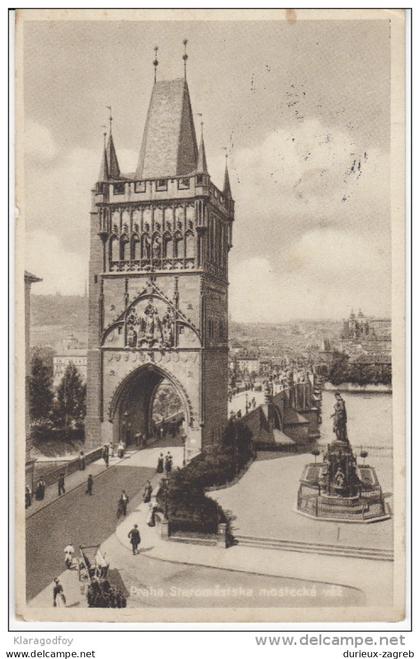 Prague old postcard travelled 1939 to Yugoslavia bb160215