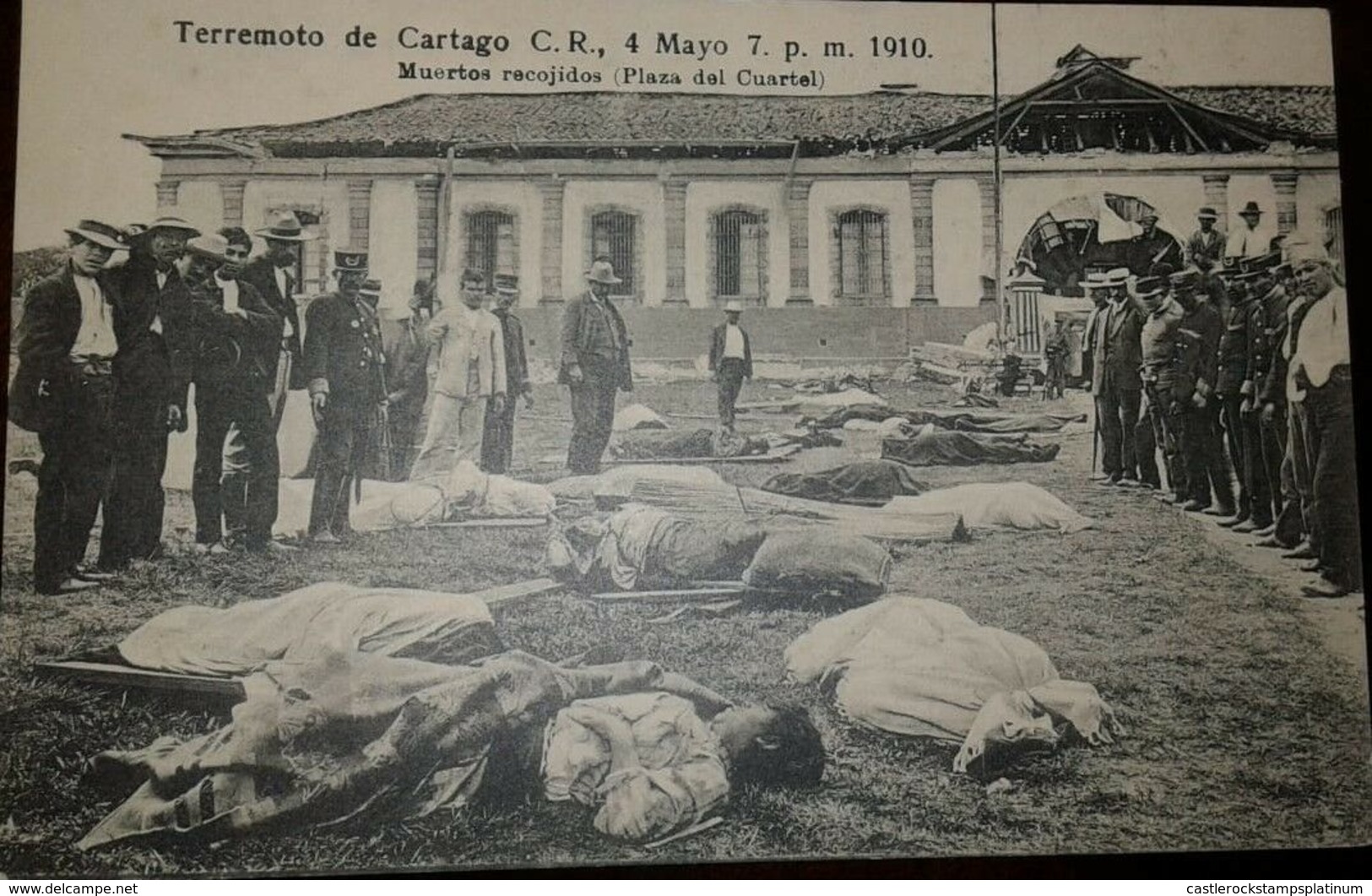 RO) 1910 COSTA RICA. OLD POSTAL CARD -CARTAGO EARTHQUAKE FROM 1910- DEAD-CADÁVERES, PLAZA DEL CUARTEL. XF