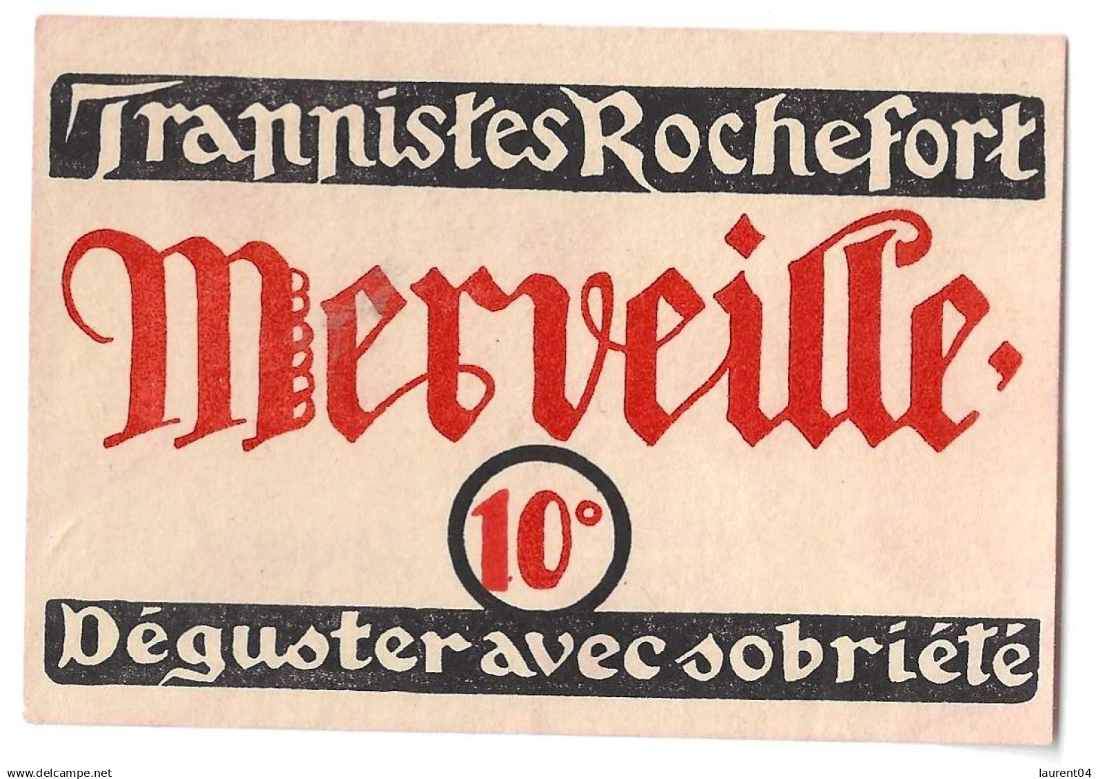 ROCHEFORT. TRAPPISTE ROCHEFORT. MERVEILLE 10°. ANCIENNE ETIQUETTE.