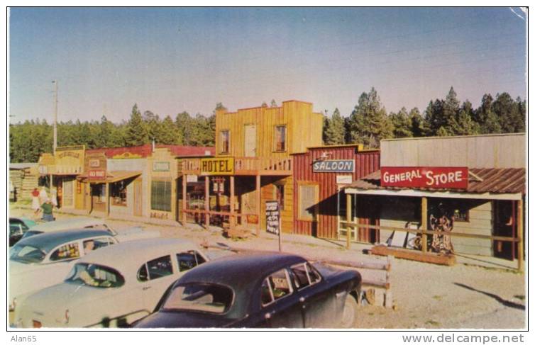 Rockervill SD Gold Mining Town Roadside Attraction outside Rapid City near Mt Rushmore, on c1950s Vintage Postcard