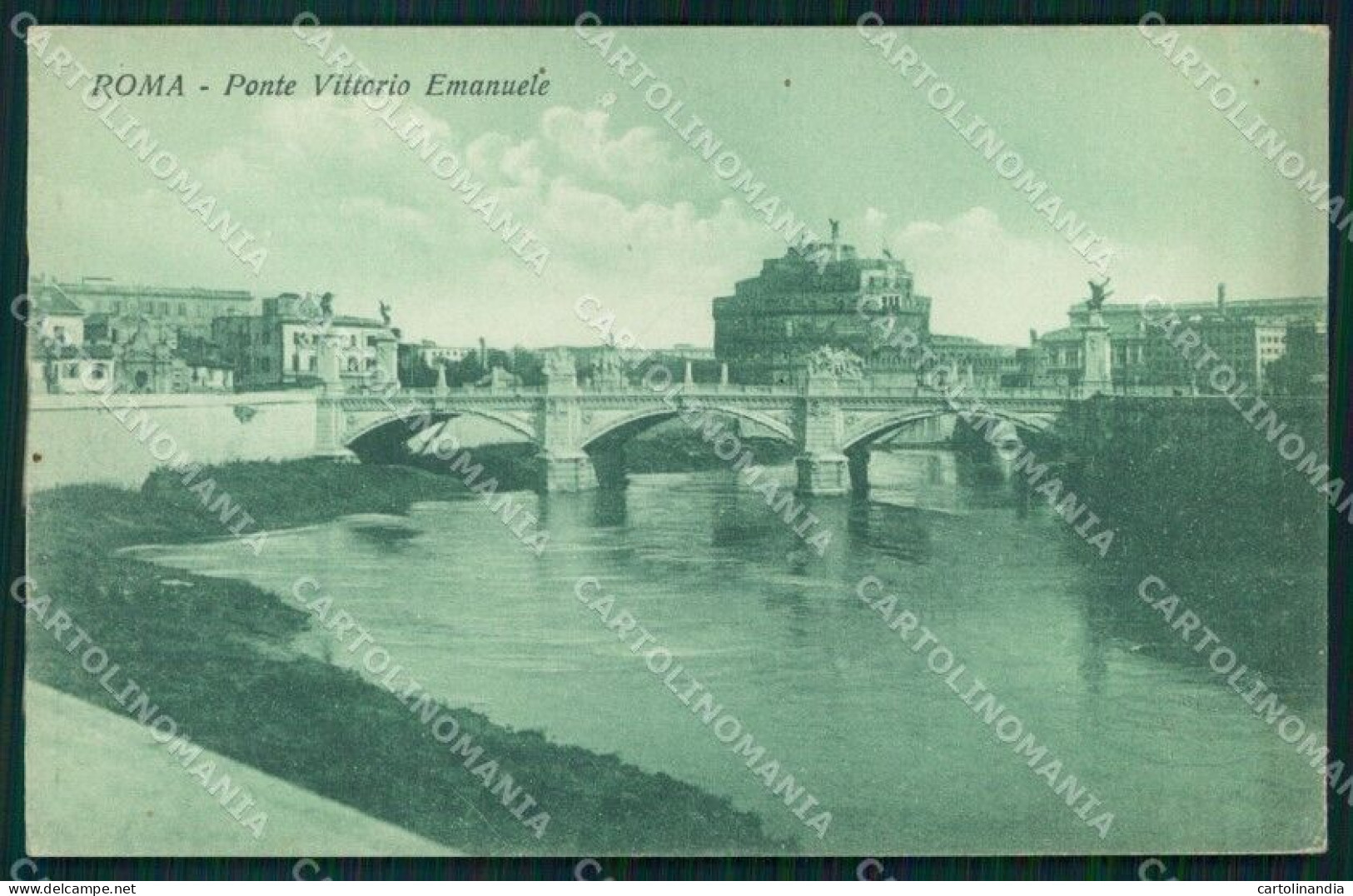 Roma Città Ponte Vittorio Emanuele Fiume Tevere cartolina MX2774