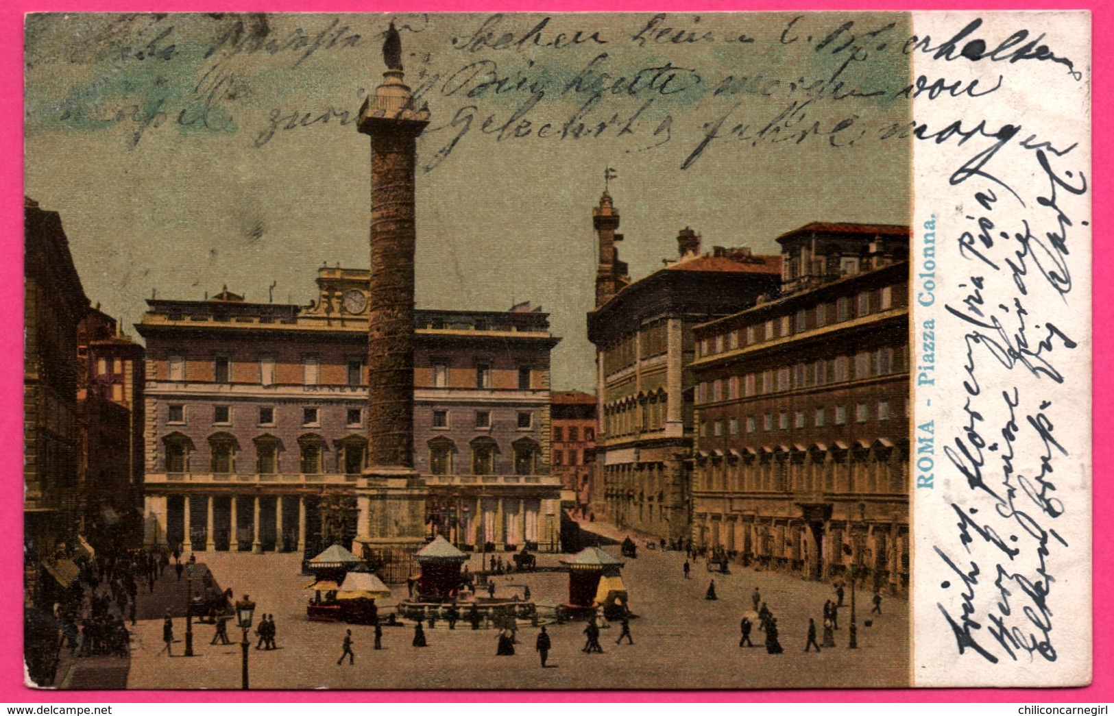 Roma - Rome - Piazza Colonna - Kiosque - Animée - 1905 - Colorisée - Vers BERN BRF. DISTR. ( Suisse )