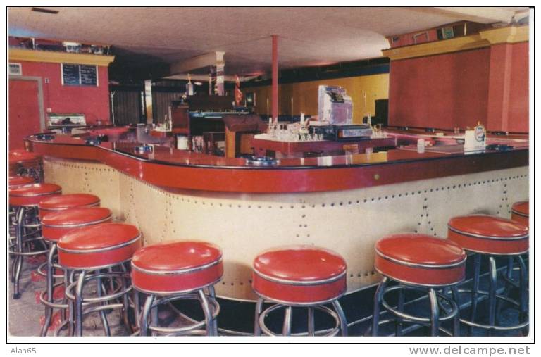 Roselle Park NJ New Jersey, Lepee's Cocktail &amp; Restaurant, Bar Interior View c1950s Vintage Postcard