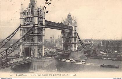 England - LONDON The Tower Bridge and Tower of London - Publisher Levy LL. 54