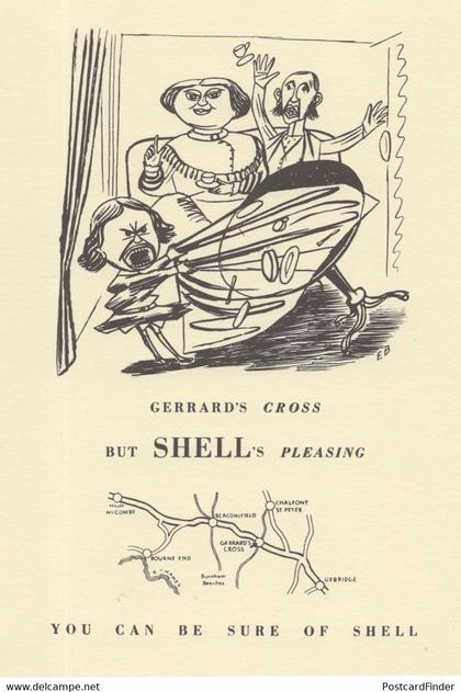Gerrards Cross Buckinghamshire Boat Shell Map Comic Postcard