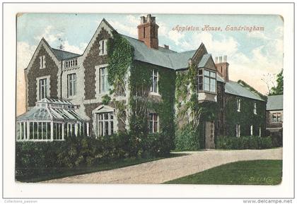 cp, Angleterre, Sandringham, Appleton House, voyagée 1908 ?