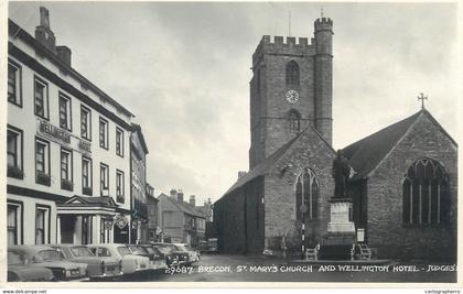 Brecon St. Mary`s church and Wellington Hotel