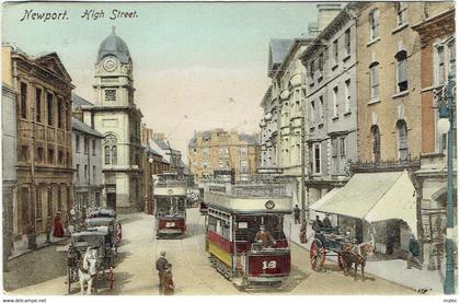 Newport. High Street. Tram. Tramway.