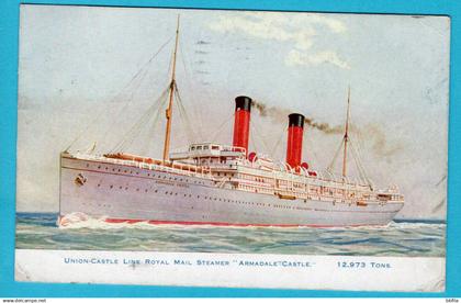 ENGLAND PPC Union Castle Line Royal Mail Steamer Armadale Castle 1924 Southampton to Dison, Belgium