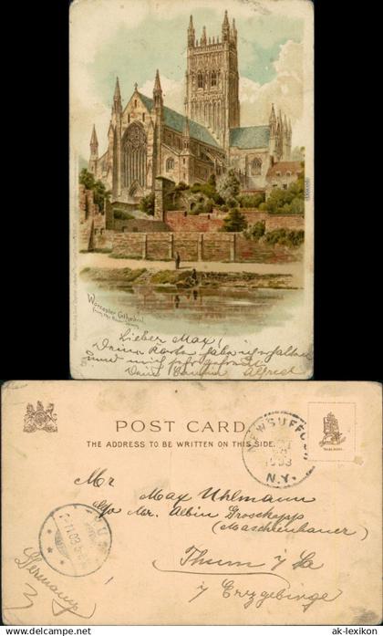 Postcard Worcester Worcester Cathedral from the River Severn 1903