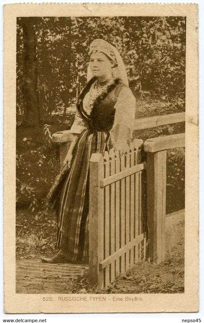 Russie.types Russes.une femme Boyard aristocrate des pays orthodoxes .guerre 1914-18.carte allemande.