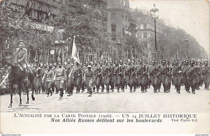 Russia - The Russian army parades in Paris on July 14, 1916