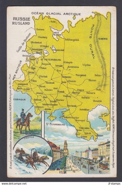 1905. RUSSIA. Beautiful motive on CARTE POSTALE RUSSIE RUSLAND Map and selected drawings. Reverse advertis... - JF369011