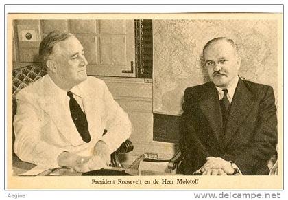 RUSSIE -ref no 168- president roosevelt en de heer molotoff - guerre 1939-1945- tucks post card    - bon etat