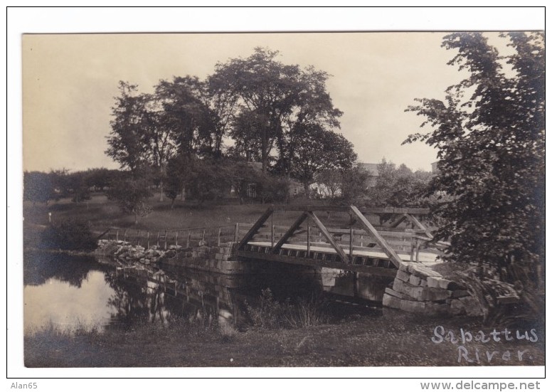 Sabbatus River Maine, Bridge, Andros County ME, c1910s Vintage Real Photo Postcard