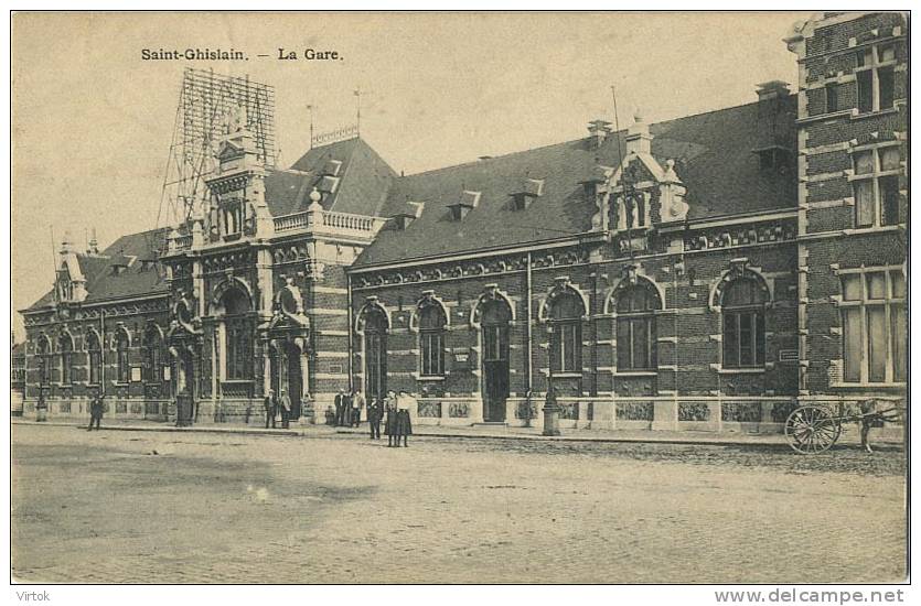 Saint-Ghislain    :  La Gare   ( ecrit 1909 avec timbre )