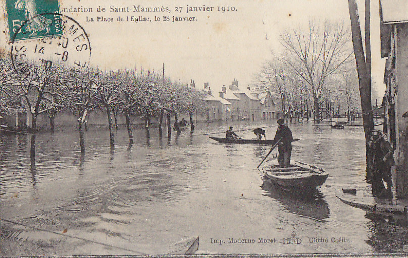 Saint Mammès 77 - Inondations 1910 - Place de l'Eglise