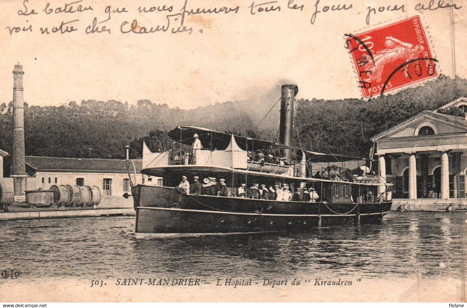 saint mandrier sur mer - l'hôpital - départ du bateau vapeur KIRAUDREN