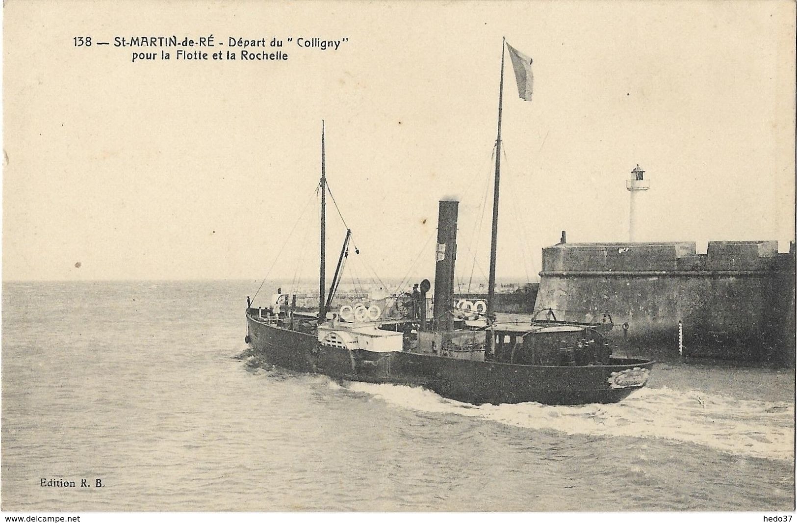 Saint-Martin-de-Ré - Départ du "Colligny" pour la Flotte et la Rochelle