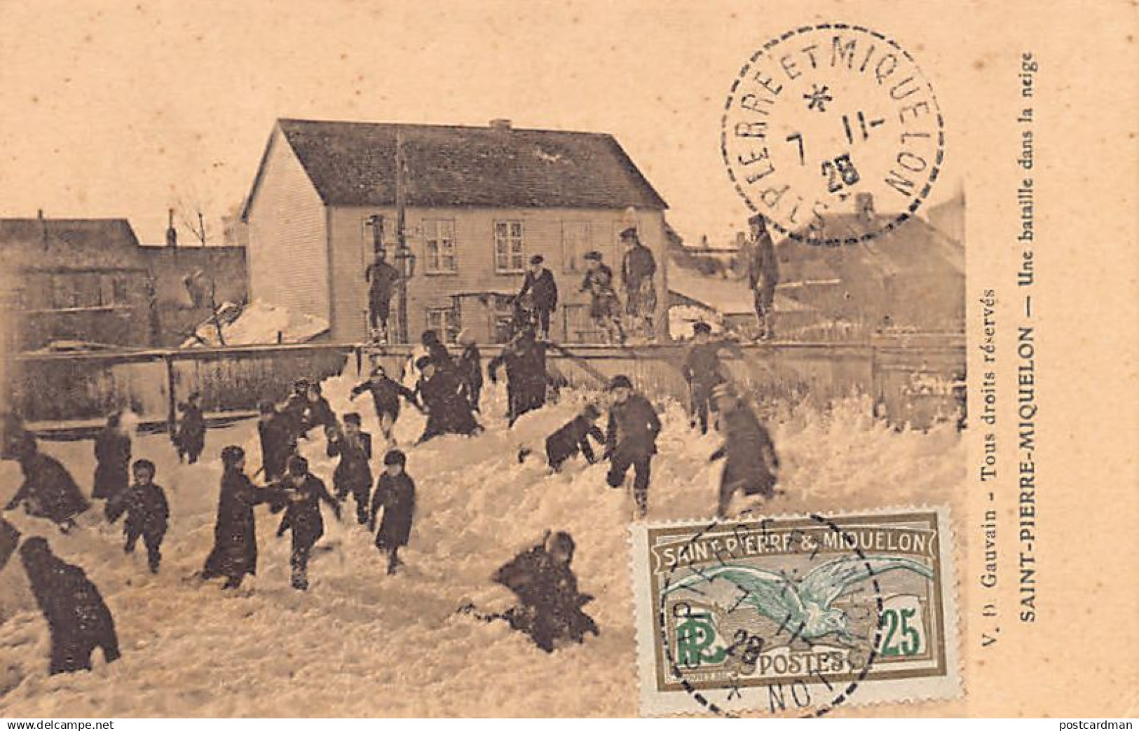 Saint-Pierre & Miquelon - Une bataille dans la neige - Ed. V. D. Gauvain