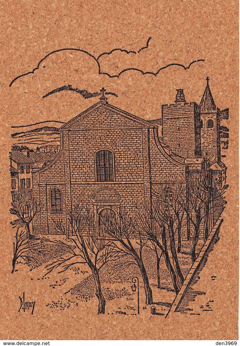 Saint-Pons-de-Thomières - La Cathédrale - Carte en Liège - Dessin de D. Lordey !