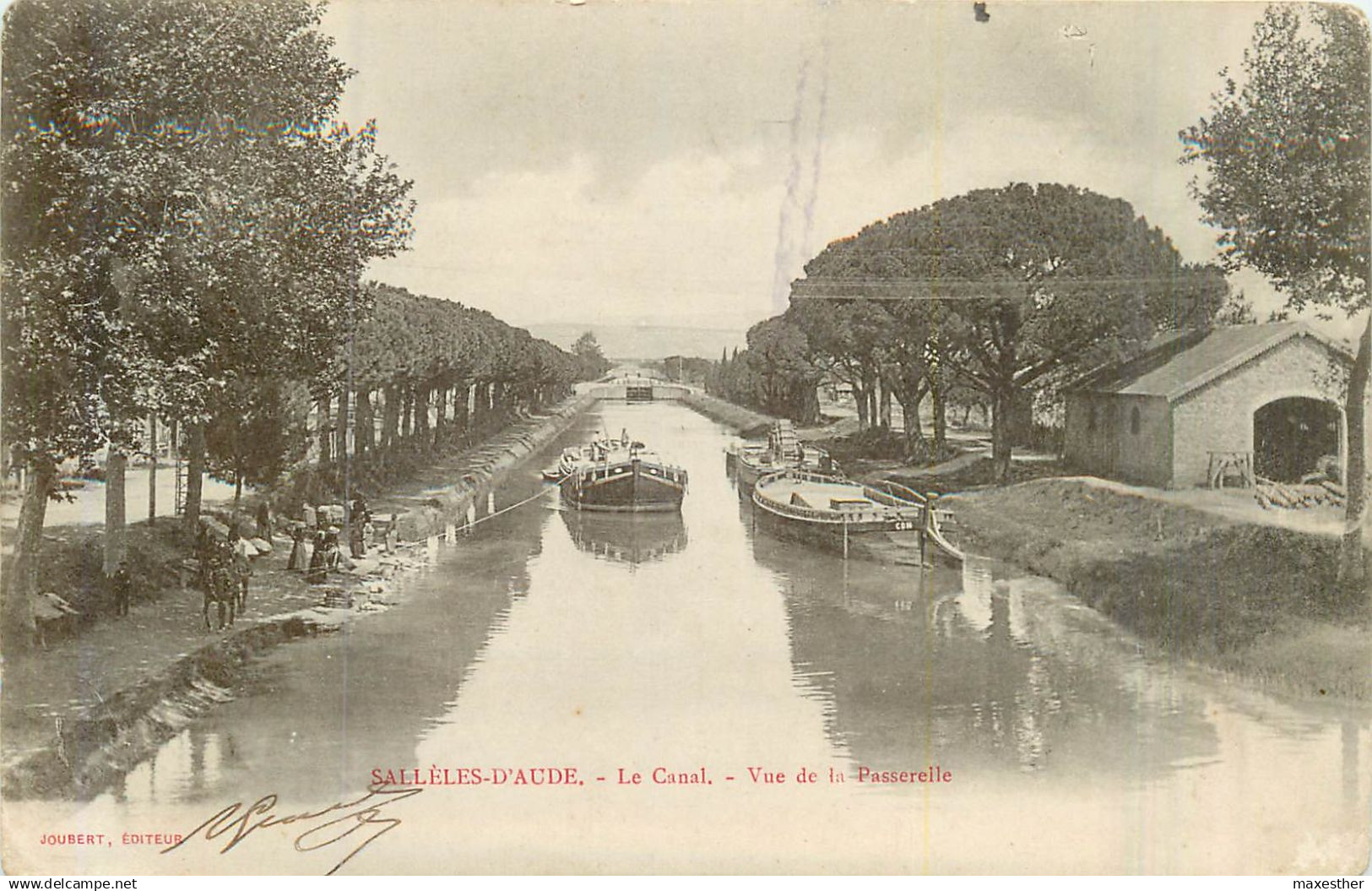 SALLELES d'AUDE le canal vue de la passerelle