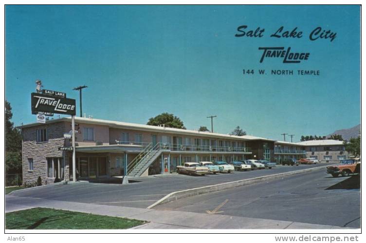 Salt Lake City UT Utah, TraveLodge Motel Lodging, Auto, c1950s/60s Vintage Postcard