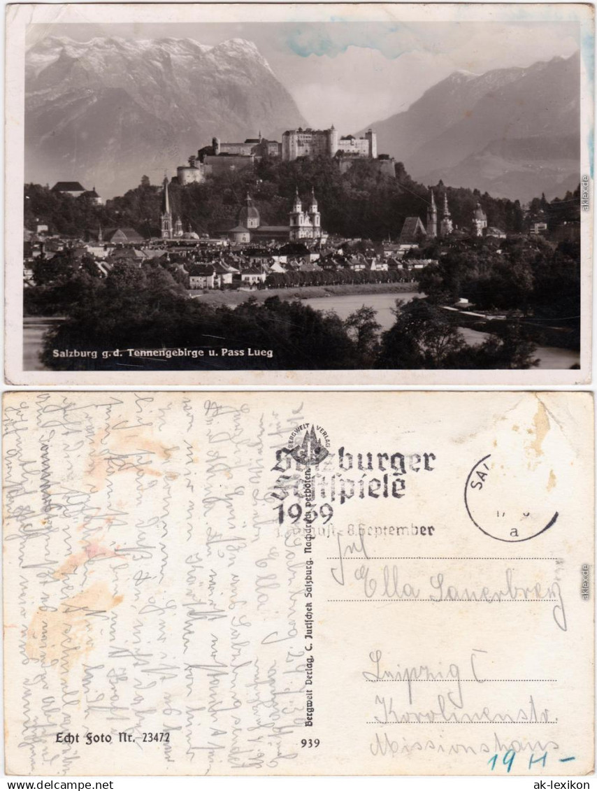 Salzburg Blick auf die Stadt Ansichtskarte  1939