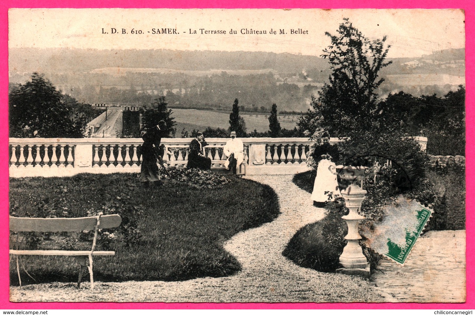 Samer - La Terrasse du Château de M. BELLET - Animée - 1910 - L.B.D. 610