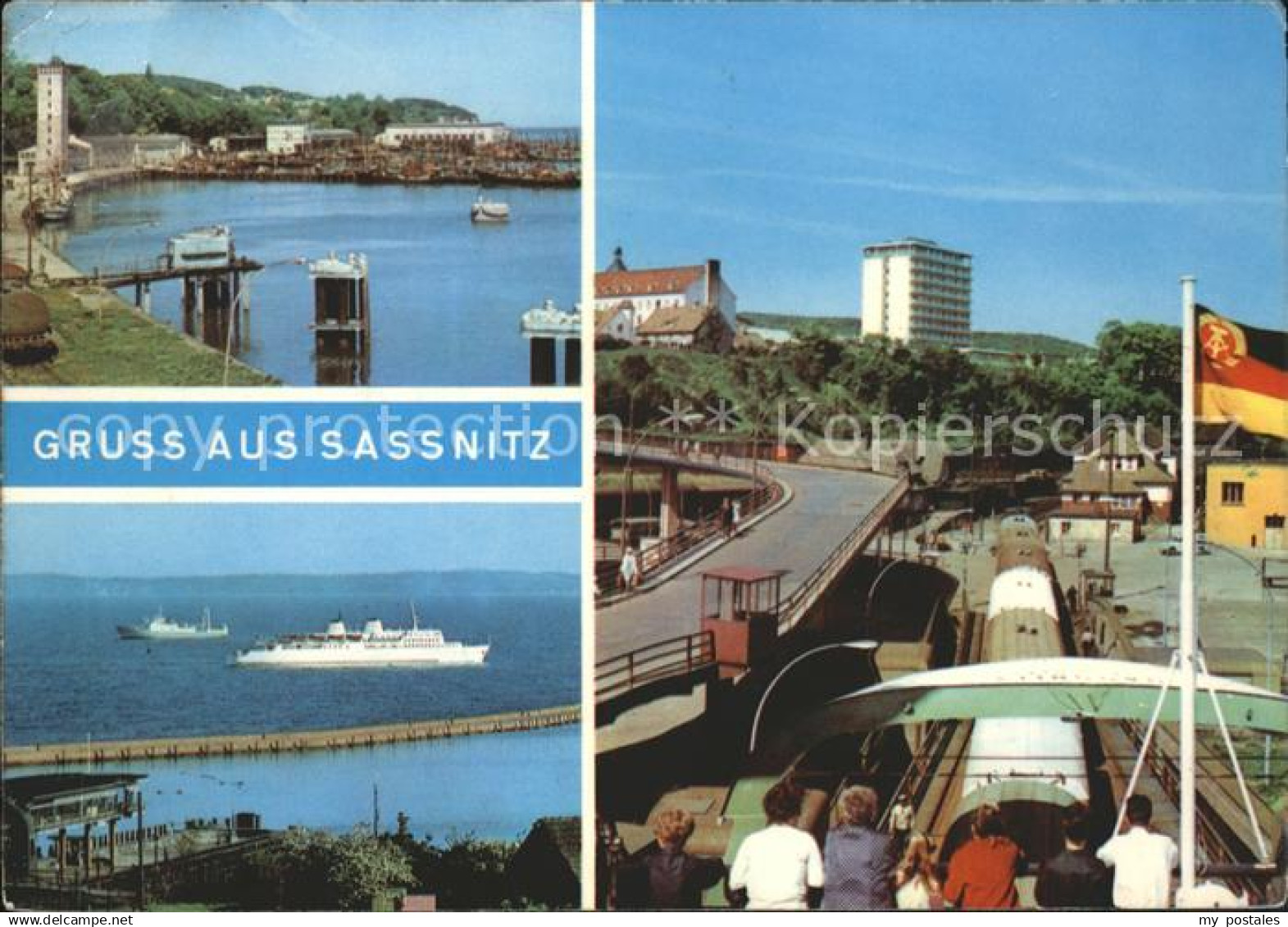 Sassnitz Ostseebad Ruegen Fischereihafen MS Sassnitz Faehrschiff Ortsansicht