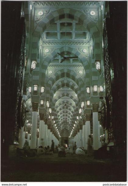 Interior view of the prophet's mosque in Medina