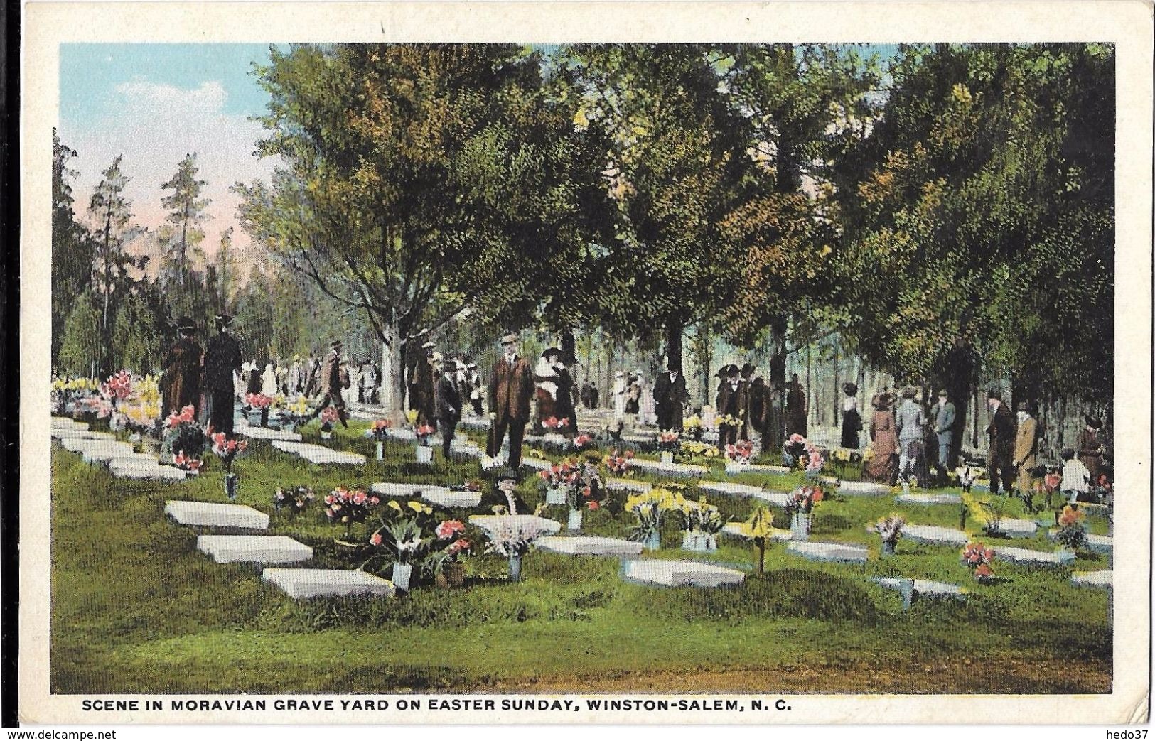 Scene in Moravian Grave yard on Easter Sunday, Winston-Salem