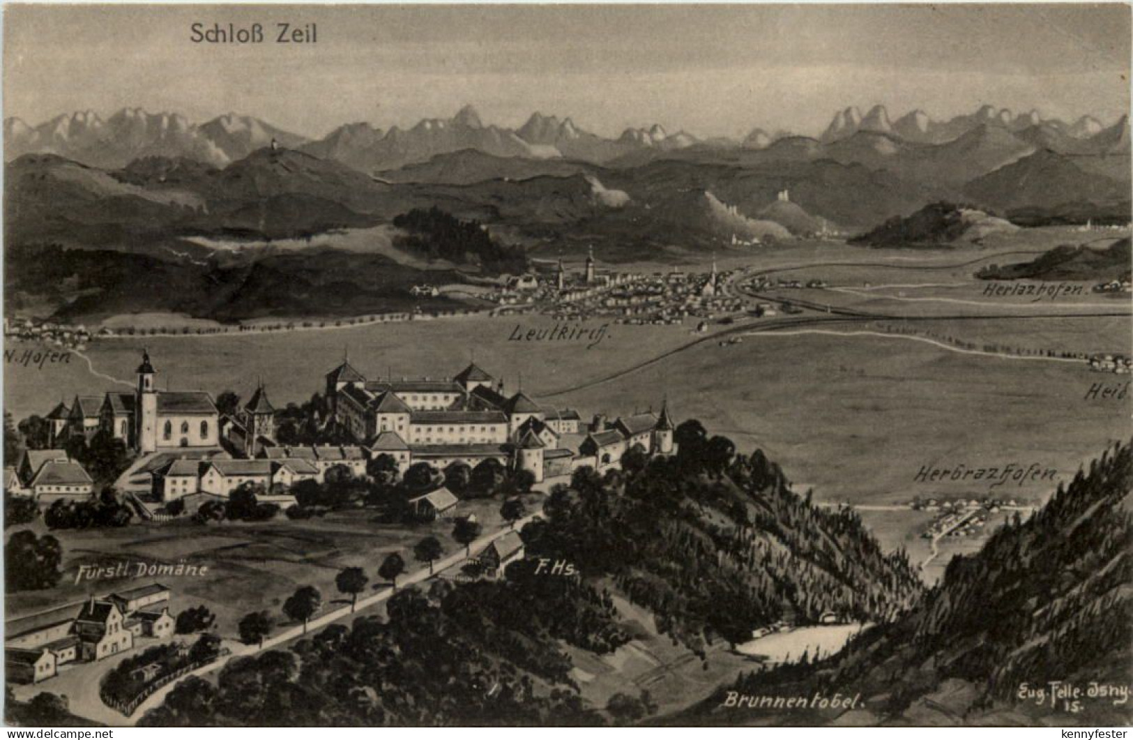 Schloss Zeil bei Leutkirch - Künstler-AK Eugen Felle