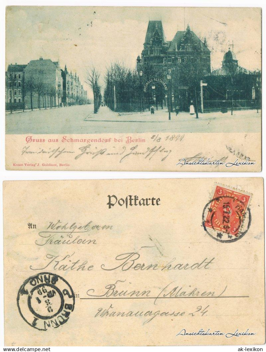 Schmargendorf-Wilmersdorf Berlin Straßenpartie und Restaurant Rheingau 1922