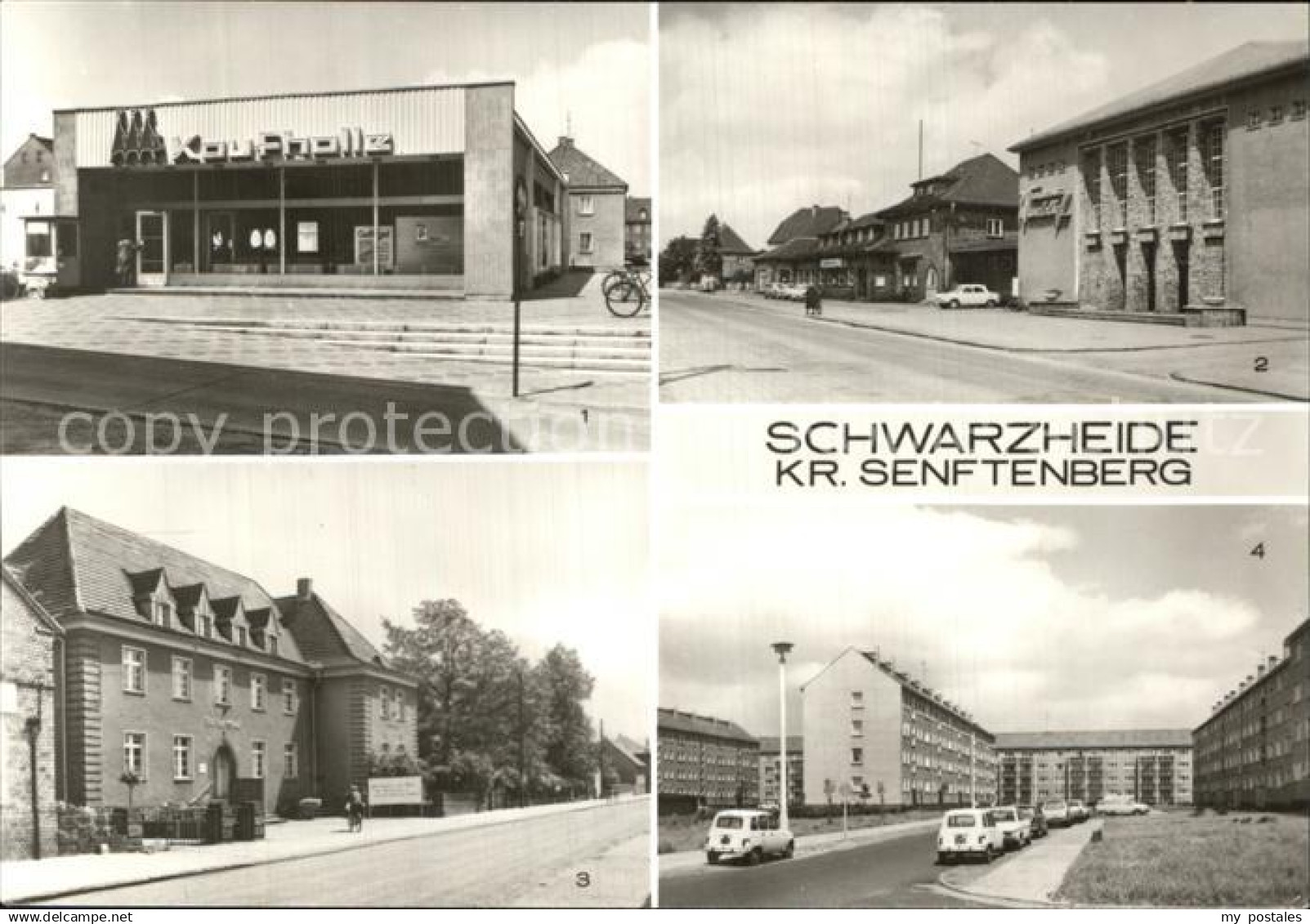 Schwarzheide Kaufhalle Kulturhaus Wandelhof Rathaus Strasse des 20. Jahrestag