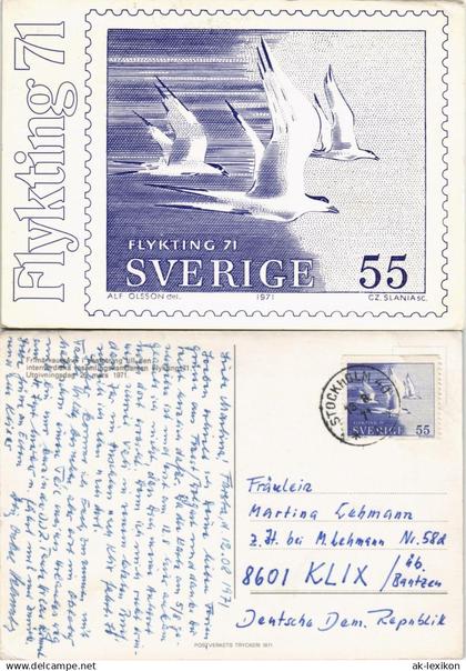 .Schweden Sverige Schweden Allgemein Briefmarke Motiv-Postkarte mit Vögel 1971