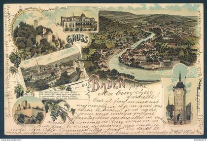 AG Argovie Gruss aus BADEN i. SCHWEIZ 1898