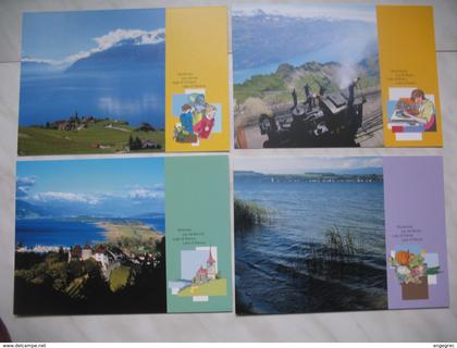 Lot de 4 cartes, Lac de Bienne, Lac de Brienz, Lac Léman, Lac de Morat