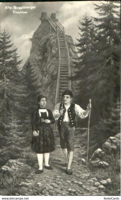 10558517 Guggisberg Guggisberg (Stempelabschlag) Tracht  x 1929