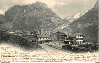 13958519 Grindelwald BE Bahnhof und Hotel Bahnhof-Terminus Alpen