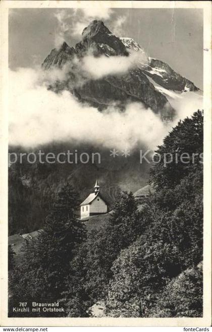 11653246 Braunwald GL Kirchlie mit Oberstock Grand Hotel Braunwald Braunwald