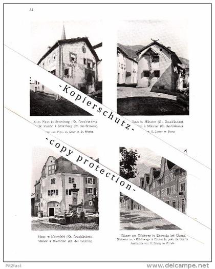 Photographien / Ansichten , 1907 , Steinsberg , Maienfeld , Münster , Ennenda , Grüsch , Prospekt , Architektur , Fotos