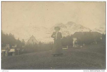 suisse - ref C309- carte photo - envoi de pontresina  1908 -carte bon etat -