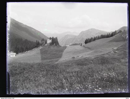 Ancienne photo négatif plaque de verre Splugen près Sufers Andeer Rheinwald Suisse Les Grisons alte Foto 1911 schweiz