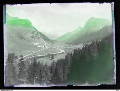 Ancienne photo négatif sur plaque de verre Splugen près Sufers Andeer  Rheinwald Suisse Les Grisons alte Foto vers 1900