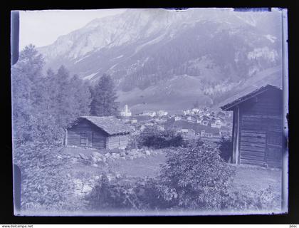 Ancienne photo négatif sur plaque de verre Splugen Sufers Andeer ou Rheinwald Suisse Les Grisons alte Foto vers 1900